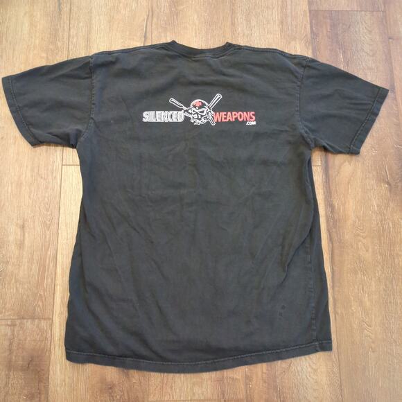 VTG Silenced Weapons Pirate Gun Adult XL Shirt Skulls Biker Choppers Warfare Y2K - Picture 1 of 8